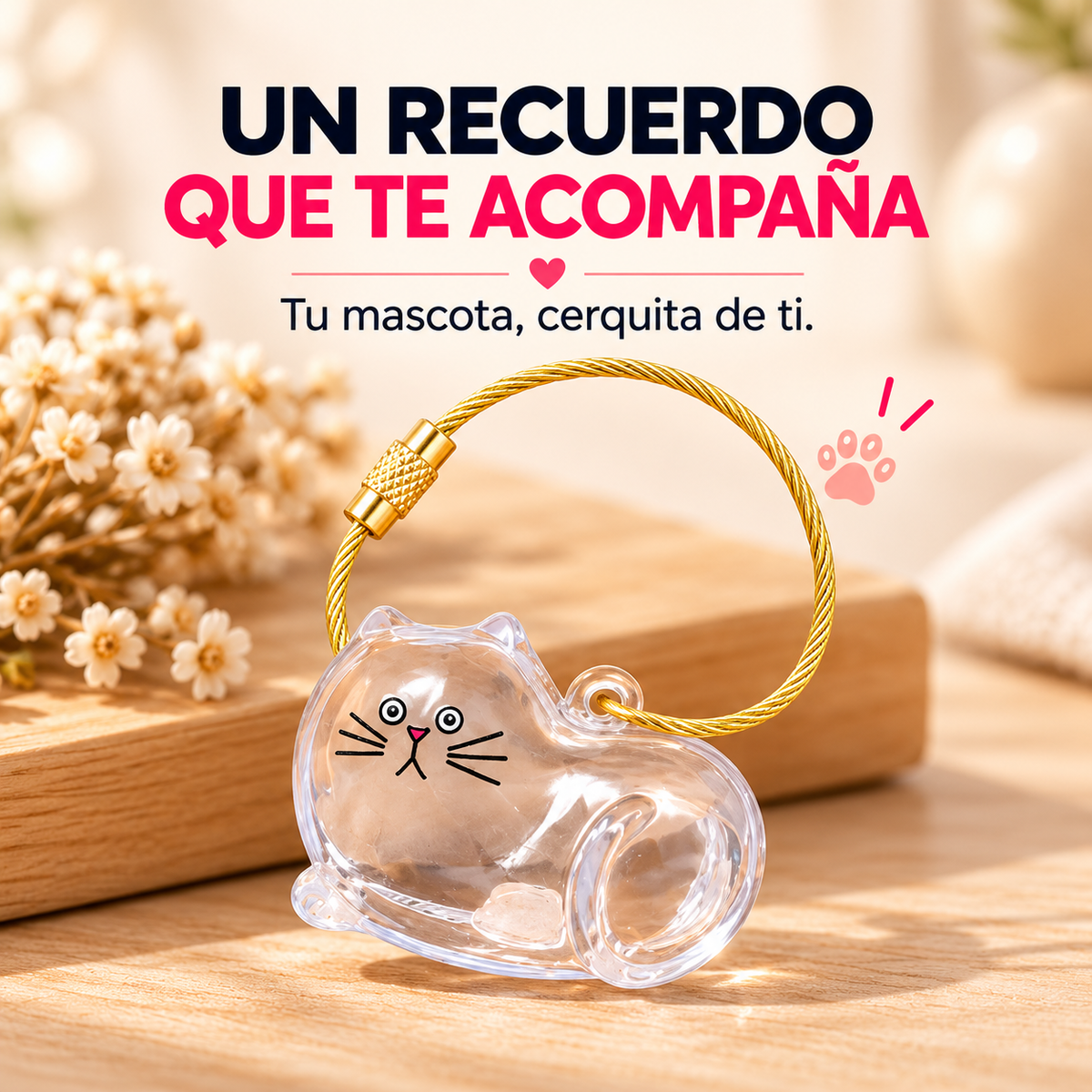 Llavero Conmemorativo Rellenable con Pelo de Mascota 🐾💛