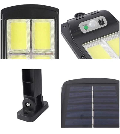 LÁMPARA CON PANEL SOLAR, SENSOR DE MOVIMIENTO Y CONTROL REMOTO