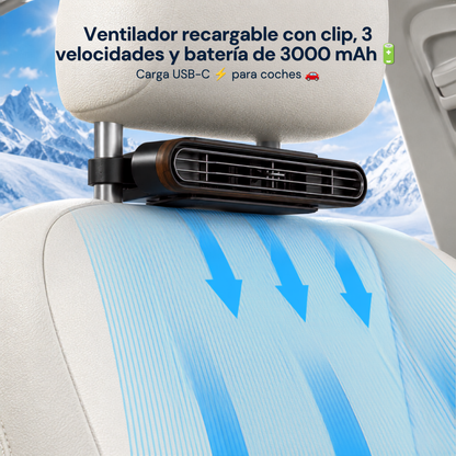 🌀 Ventilador Recargable de Clip ClipBreeze™ | Batería 3000 mAh y Carga USB-C