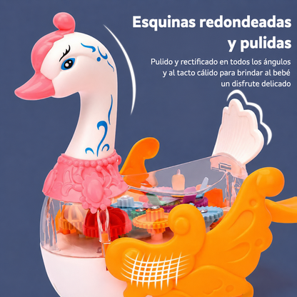 Juguete de Cisne Interactivo con Engranajes Transparentes y Luces LED🦢🚦