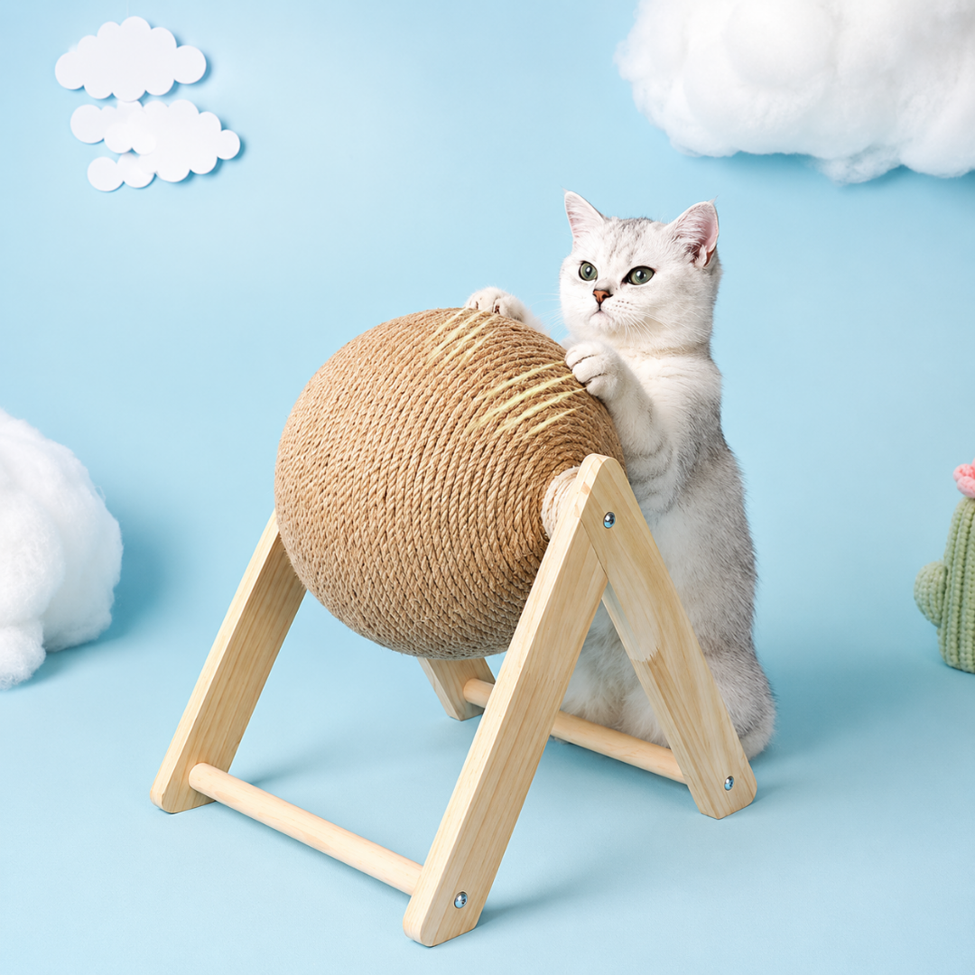 Rascador Giratorio Pro-Gato | Pelota de Sisal Natural 12cm🐈😽