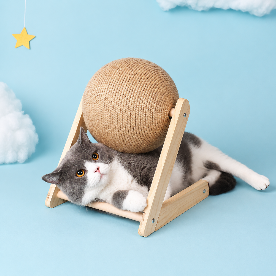 Rascador Giratorio Pro-Gato | Pelota de Sisal Natural 12cm🐈😽