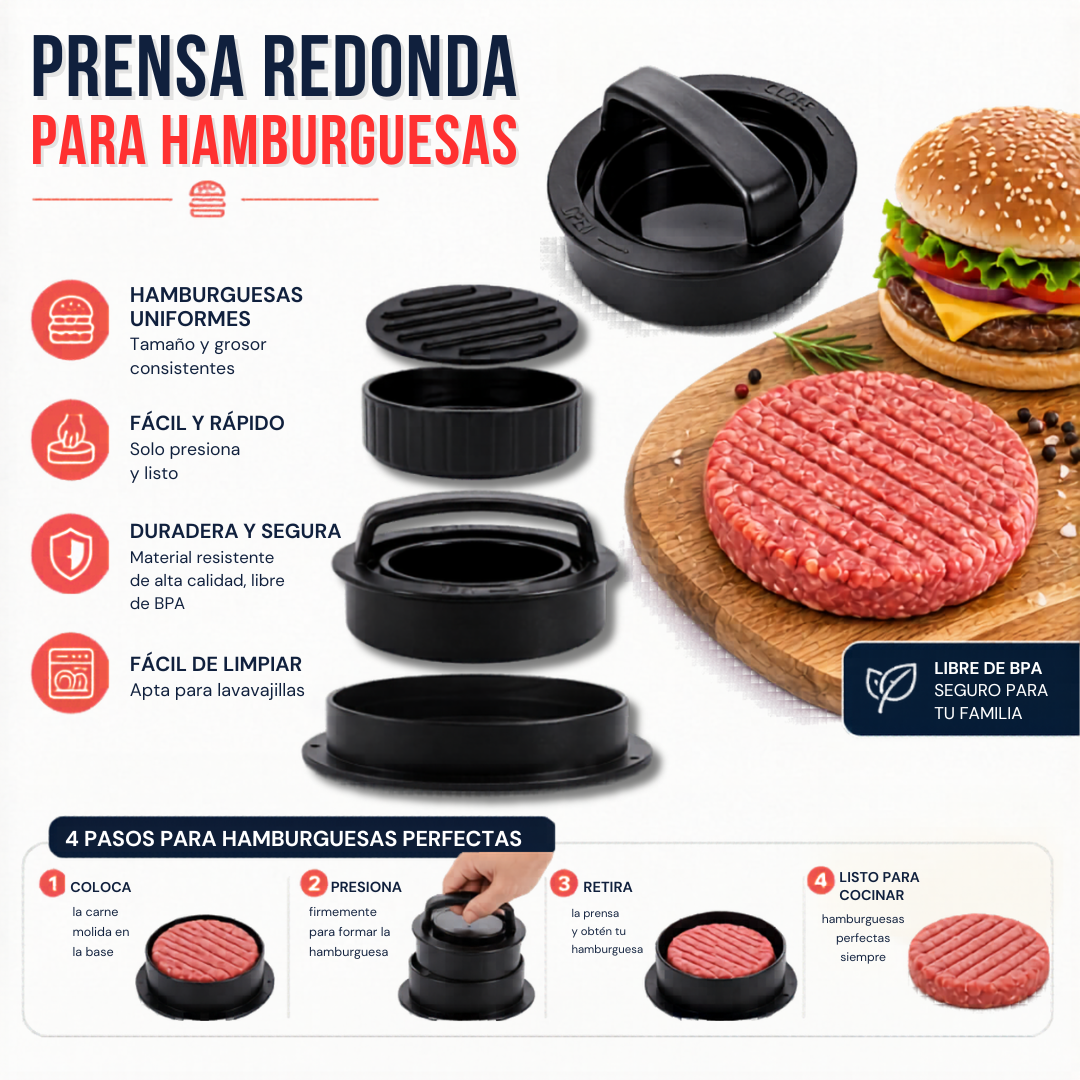 PRENSA REDONDA PARA CARNE DE HAMBURGUESA🏗️🍔