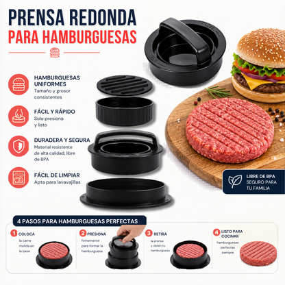 PRENSA REDONDA PARA CARNE DE HAMBURGUESA🏗️🍔