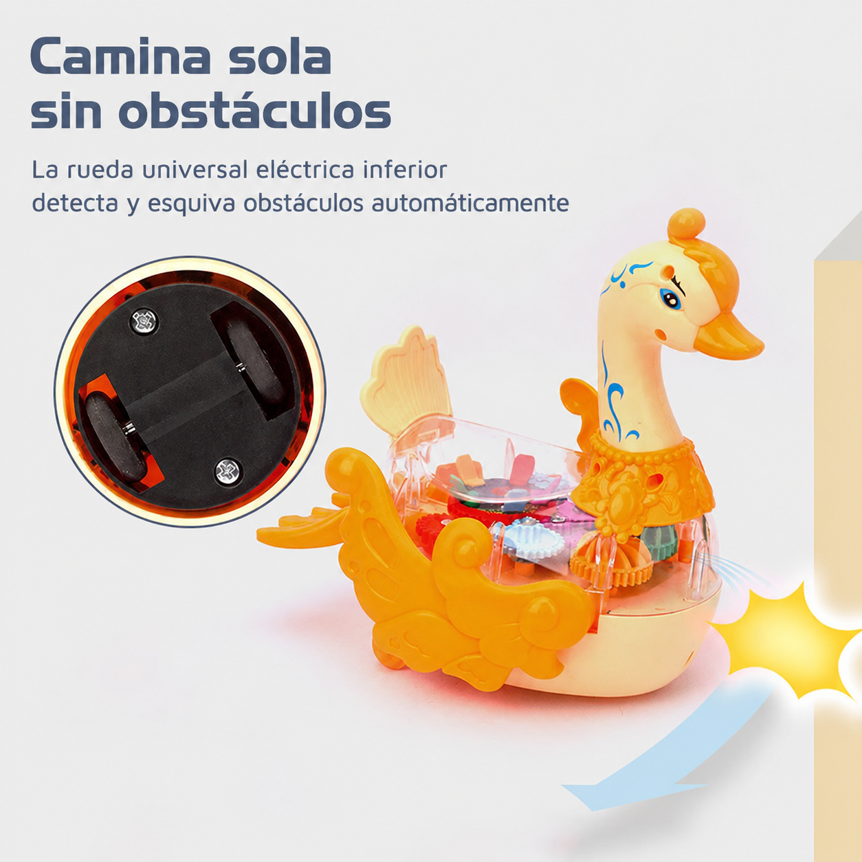 Juguete de Cisne Interactivo con Engranajes Transparentes y Luces LED🦢🚦