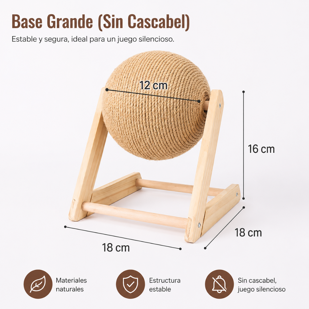 Rascador Giratorio Pro-Gato | Pelota de Sisal Natural 12cm🐈😽