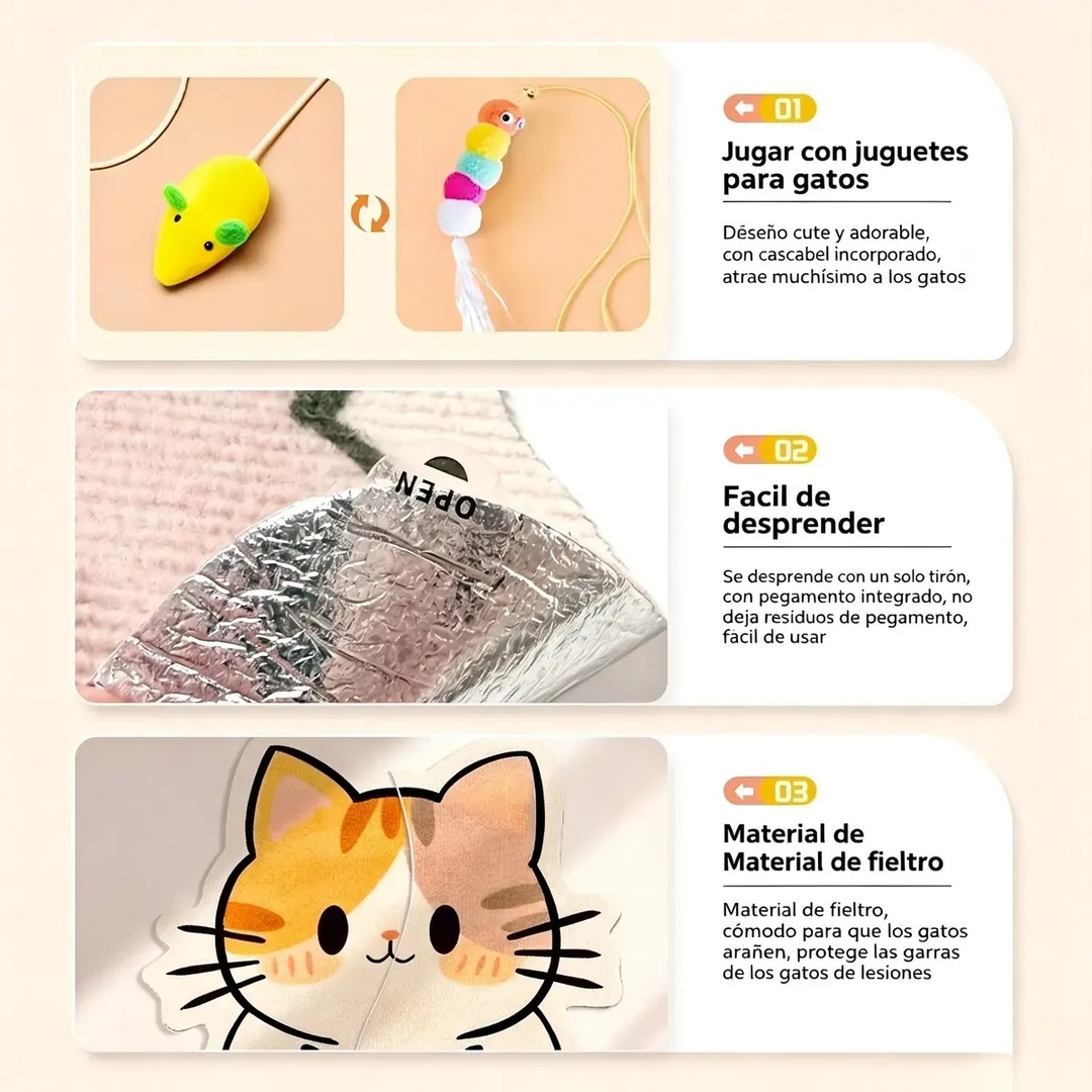 Alfombrilla Rascador de Fieltro con Pegamento Integrado🐈😽