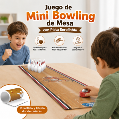 Juego de Mini Bowling de Mesa con Pista Enrollable🎳🎊