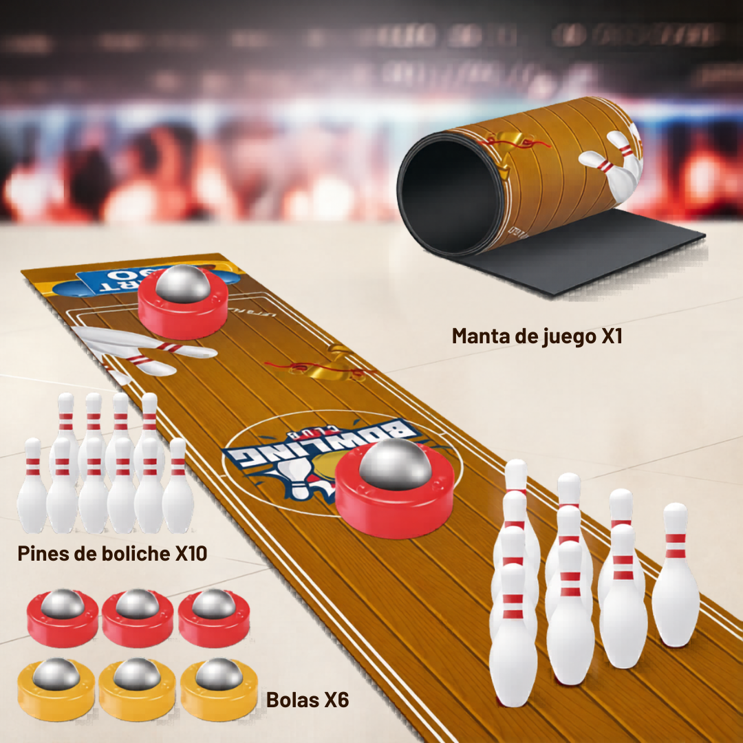 Juego de Mini Bowling de Mesa con Pista Enrollable🎳🎊