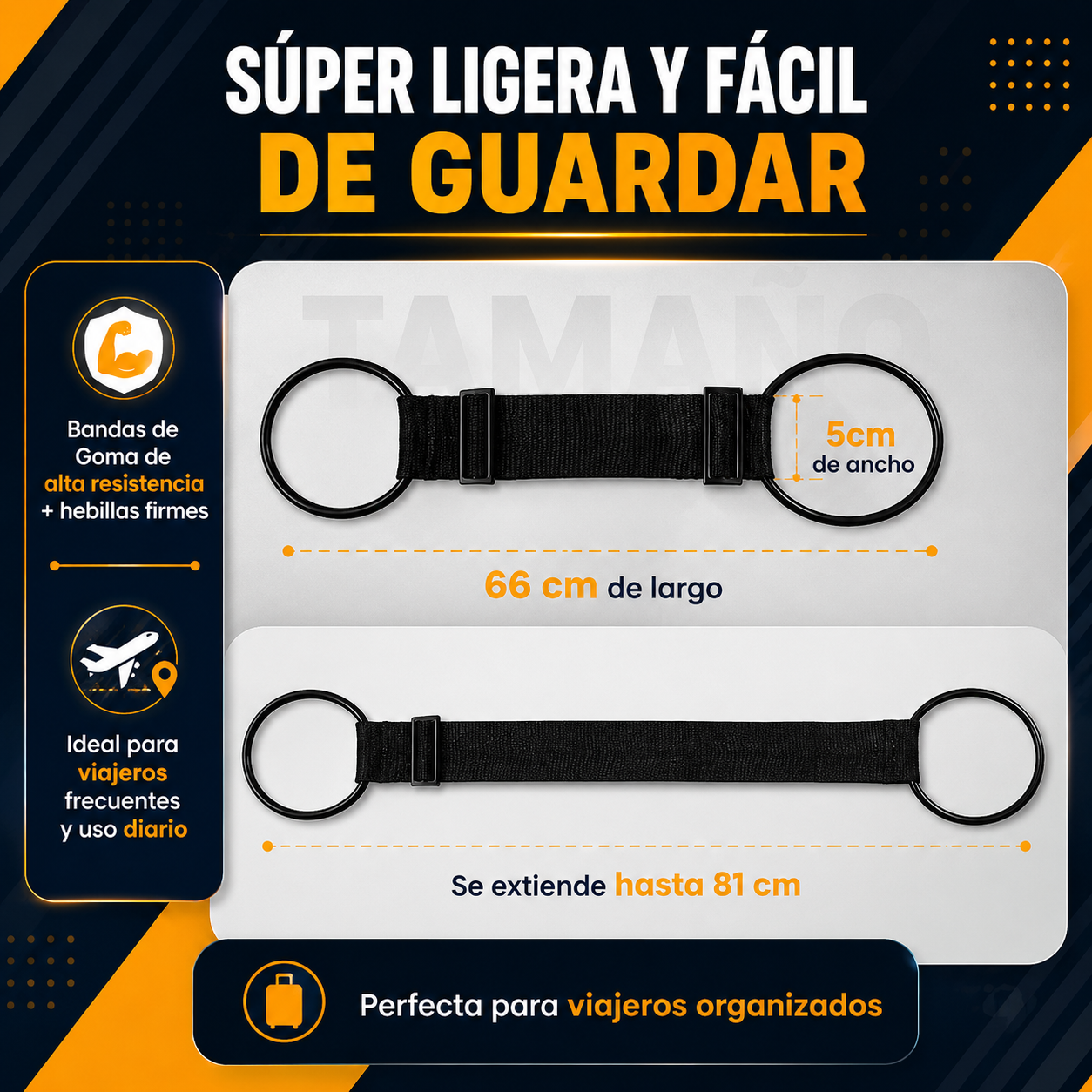 Correas de Conexión para Equipaje (Set x2 / Color Negro) 🧳✨