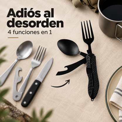 Cubiertos Esenciales para Exteriores 4 en 1 Plegables🍴✨