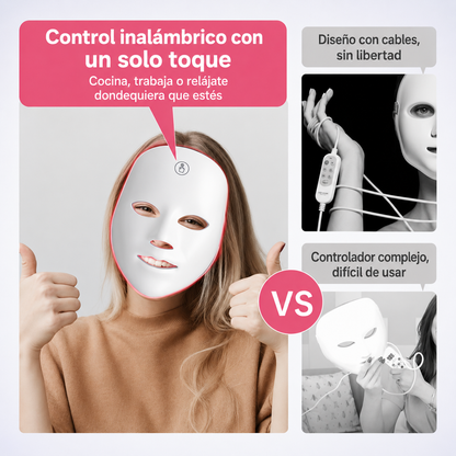 Mascarilla Facial LED de Fototerapia (7 Colores / Recargable) 🌸🤍
