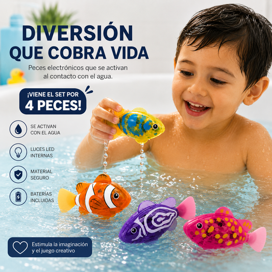 Peces Nadadores Electrónicos con Luz LED (Kit x4) 🫧