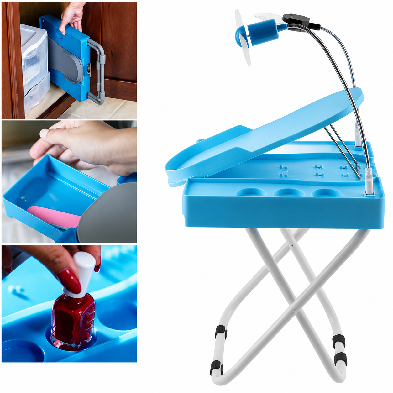 Soporte de manicura Ergonómico Iluminado con Ventilador y Pedal Ajustable💅🏻👣