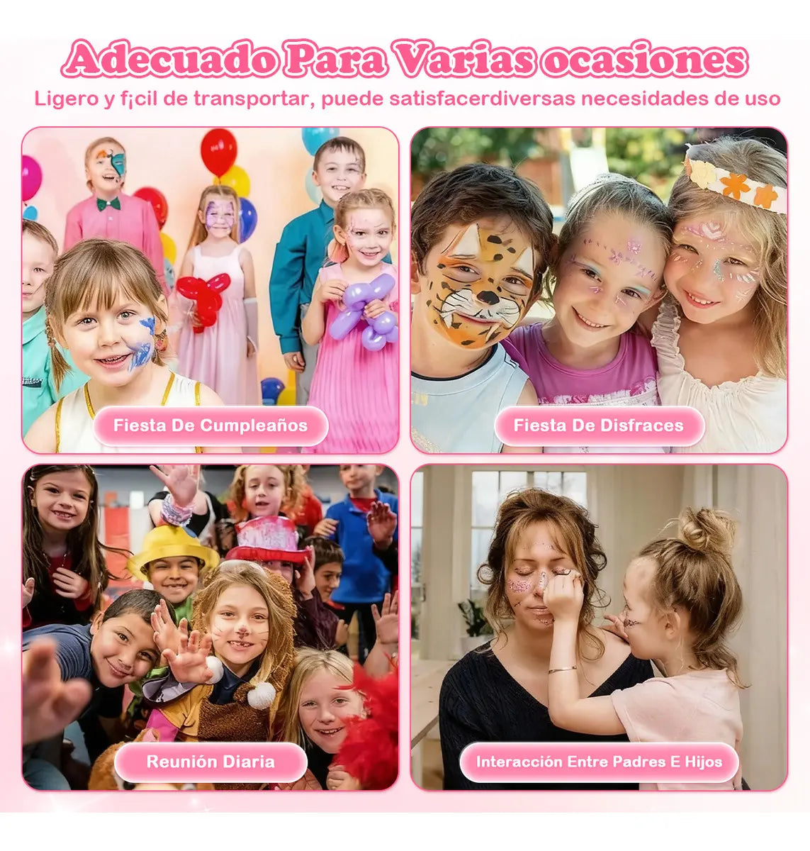 🎀Set de Maquillaje Lavable Infantil con Bolso Rosa Portátil 💖✨