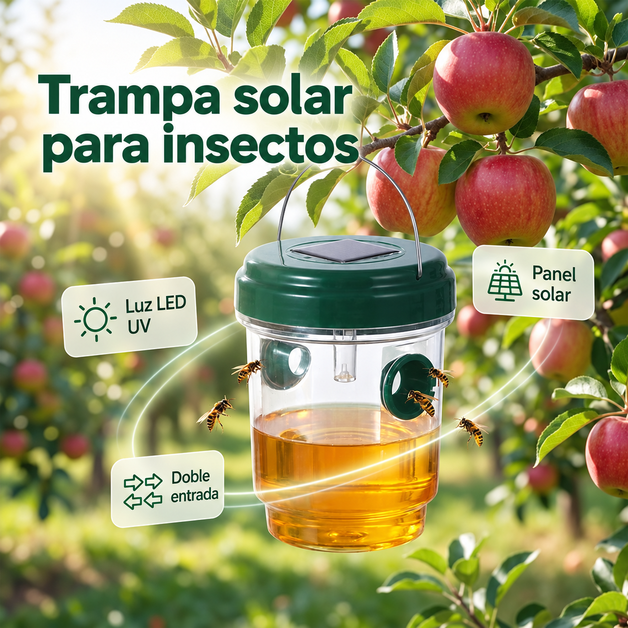 🍎🪰Trampa Solar para Moscas de la Fruta, Avispas e Insectos