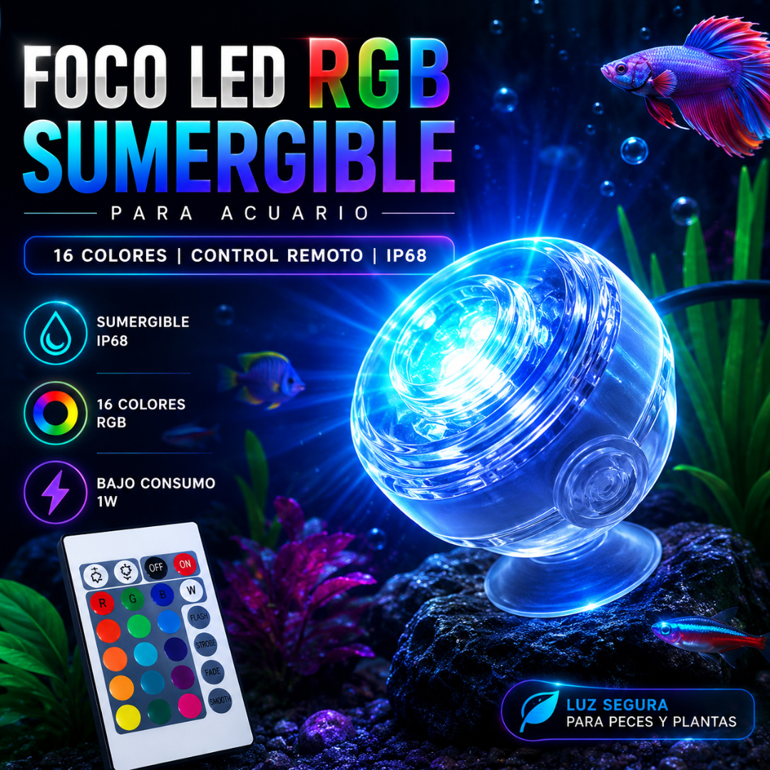 Foco LED RGB Sumergible AquaMood🌈💡