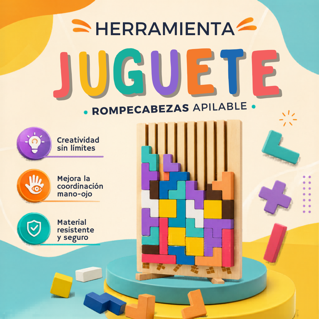 Rompecabezas Apilable de Madera BrainStack🧠👨‍👩‍👧‍👦