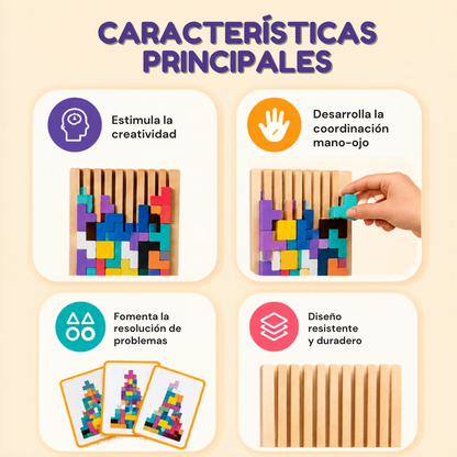 Rompecabezas Apilable de Madera BrainStack🧠👨‍👩‍👧‍👦