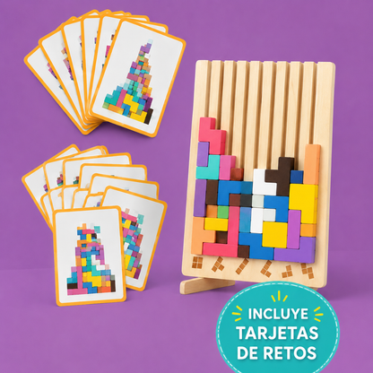 Rompecabezas Apilable de Madera BrainStack🧠👨‍👩‍👧‍👦