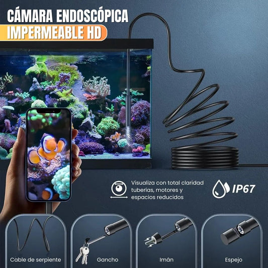 CÁMARA ENDOSCÓPICA IMPERMEABLE HD🔎inspección de alta resolución
