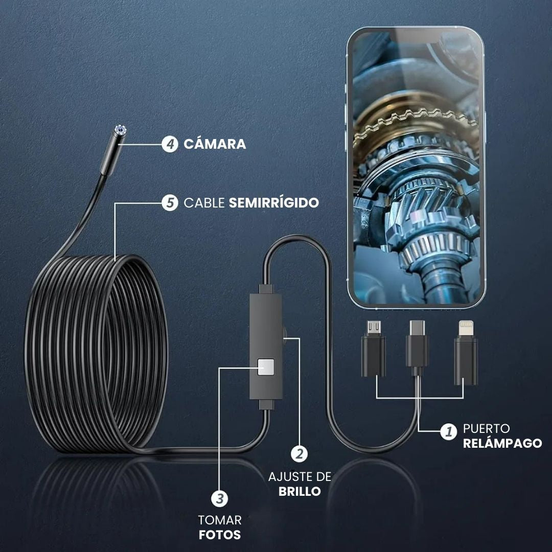 CÁMARA ENDOSCÓPICA IMPERMEABLE HD🔎inspección de alta resolución