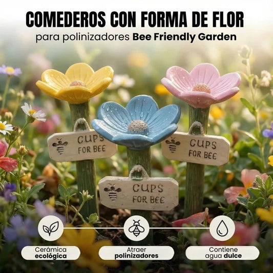 ESTACIÓN DE AGUA EN FORMA DE FLOR: Refugio decorativo para abejas y polinizadores🌸