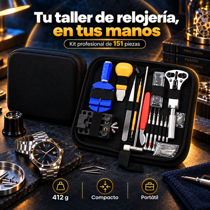 Kit Profesional de Reparación y Mantenimiento de Relojes + 151 Piezas 🛠️