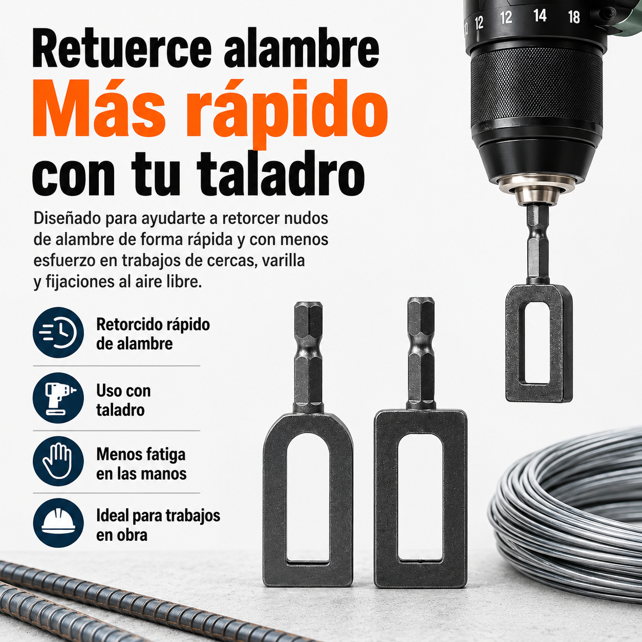 Adaptador para Torcer Alambre con Taladro (Set x2 / #9 y #11) 🚜✨