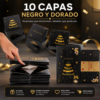 Caja de Regalo Sorpresa Explosiva 10 capas de rebote, faja y bolso de regalo 💥✨
