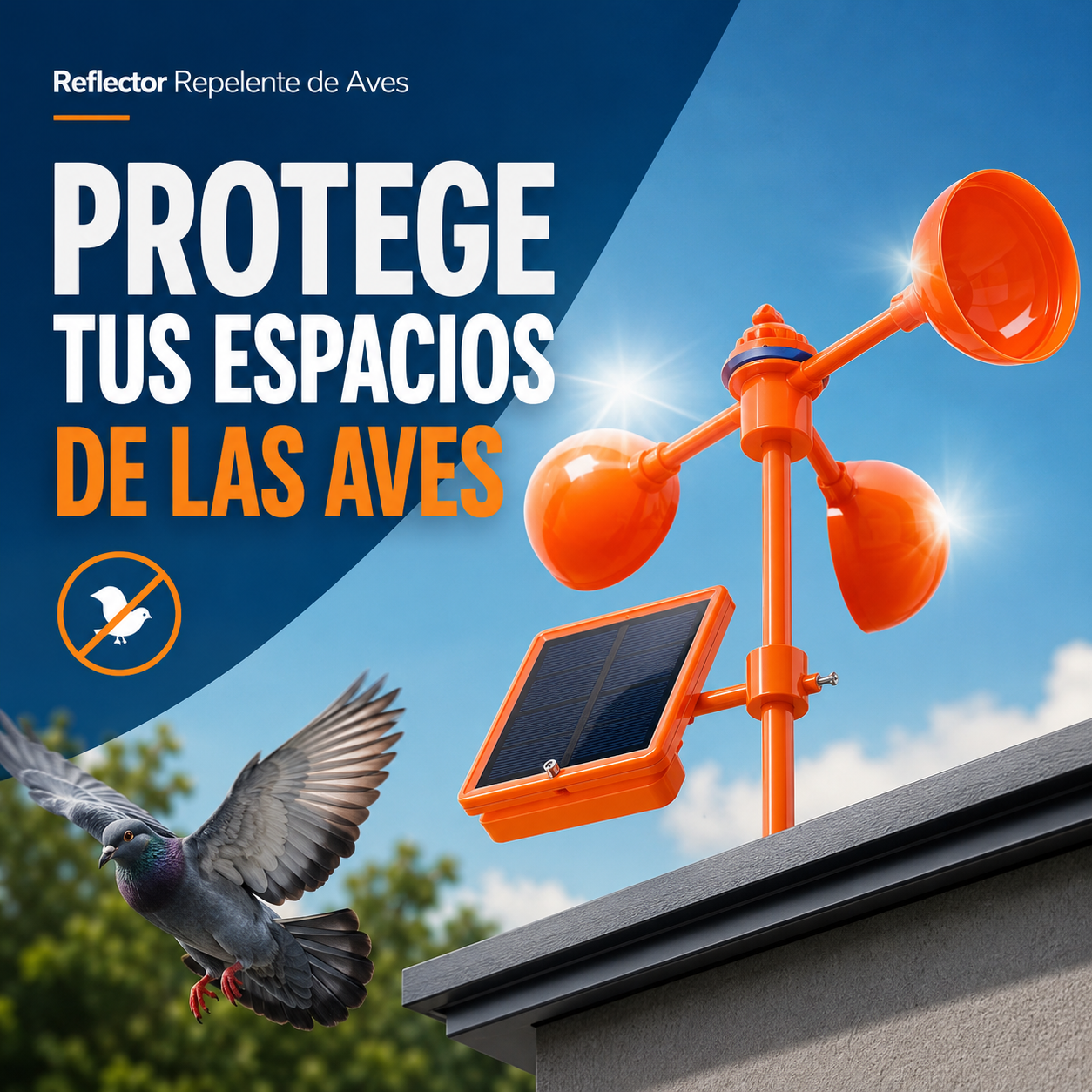 Reflector Repelente de Aves Giratorio 360°🕊️☀️