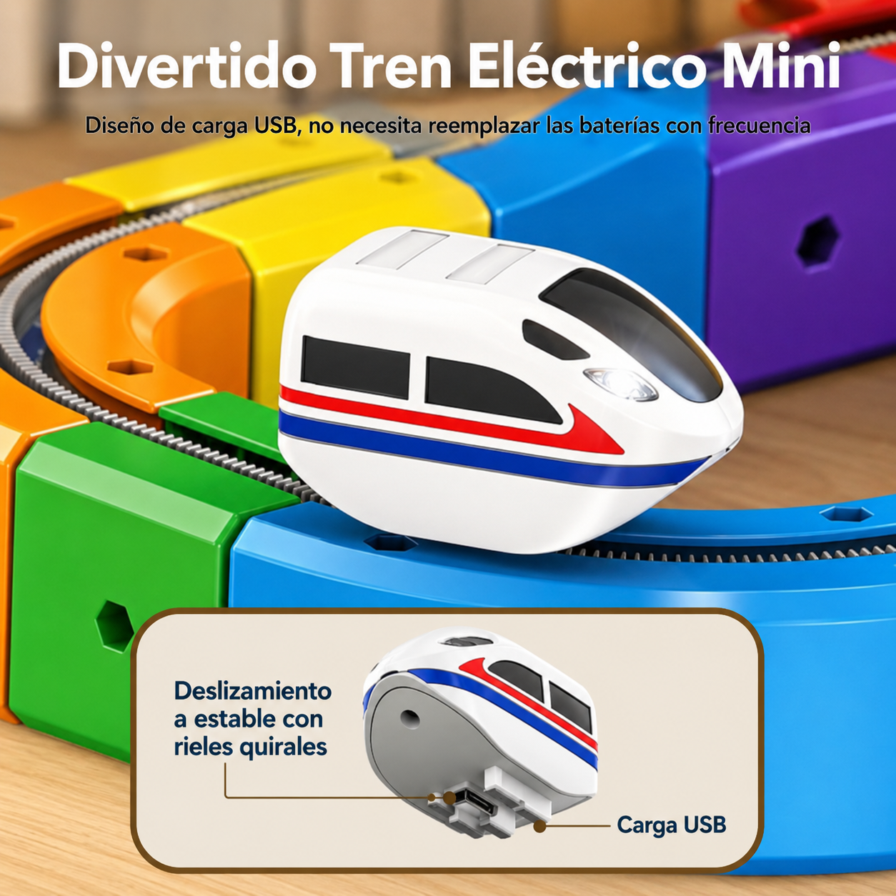 Vía de Tren Modular 3D con Coche Magnético [61 Piezas]🚆🚝