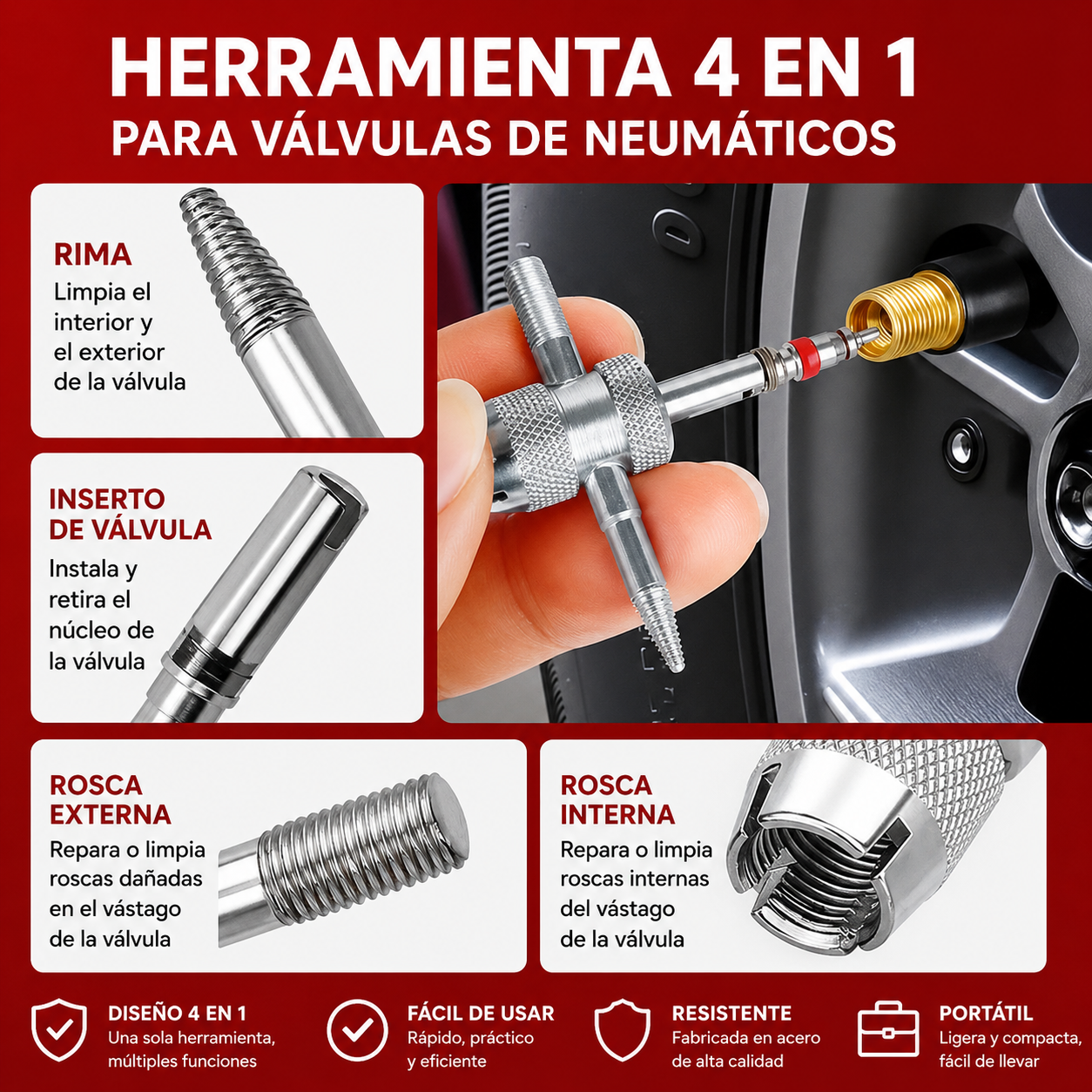 Kit de Cambio Rápido para Válvulas de Neumáticos (13 Piezas) 🚗✨
