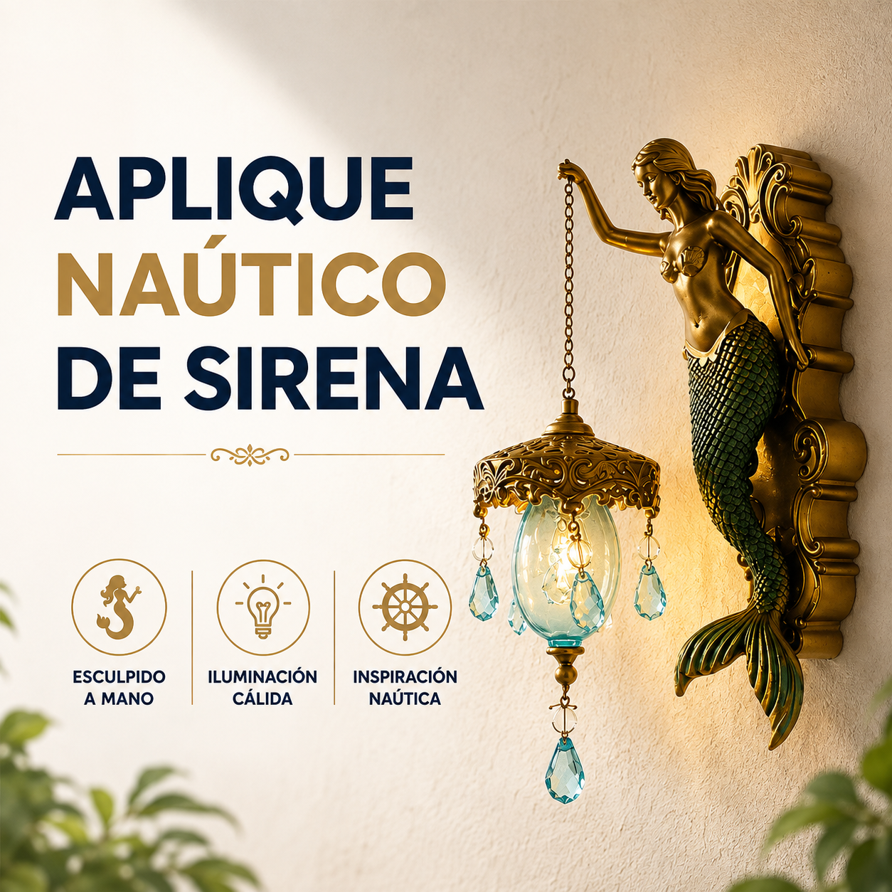 Lámpara de Pared Retro Sirena en Resina 💡✨