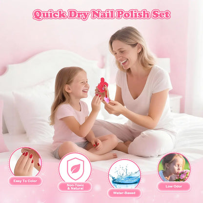 🎀Set de Maquillaje Lavable Infantil con Bolso Rosa Portátil 💖✨
