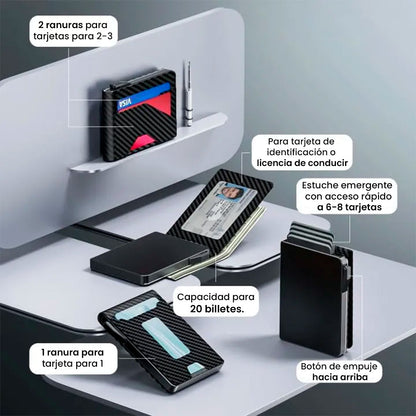 BILLETERA CON BLOQUEO RFID: Diseño minimalista en color negro y tarjero de seguridad💸