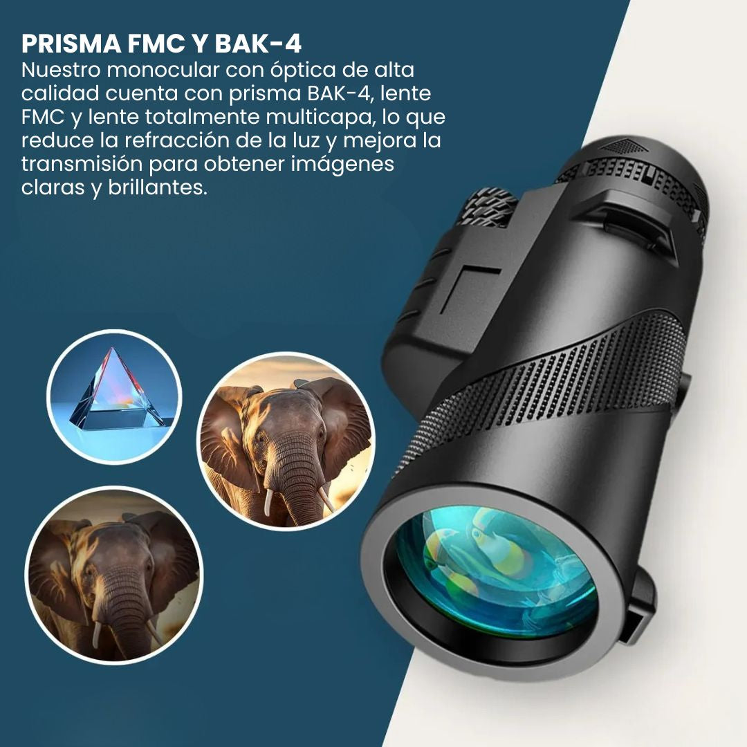 TELESCOPIO MONOCULAR DE ALTA POTENCIA + TRÍPODE: Visión HD 80x100 para exploración extrema🔭