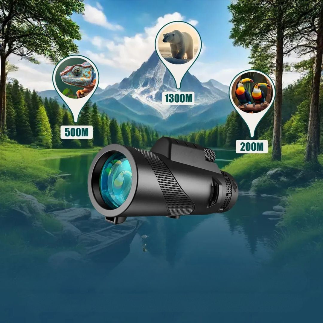 TELESCOPIO MONOCULAR DE ALTA POTENCIA + TRÍPODE: Visión HD 80x100 para exploración extrema🔭