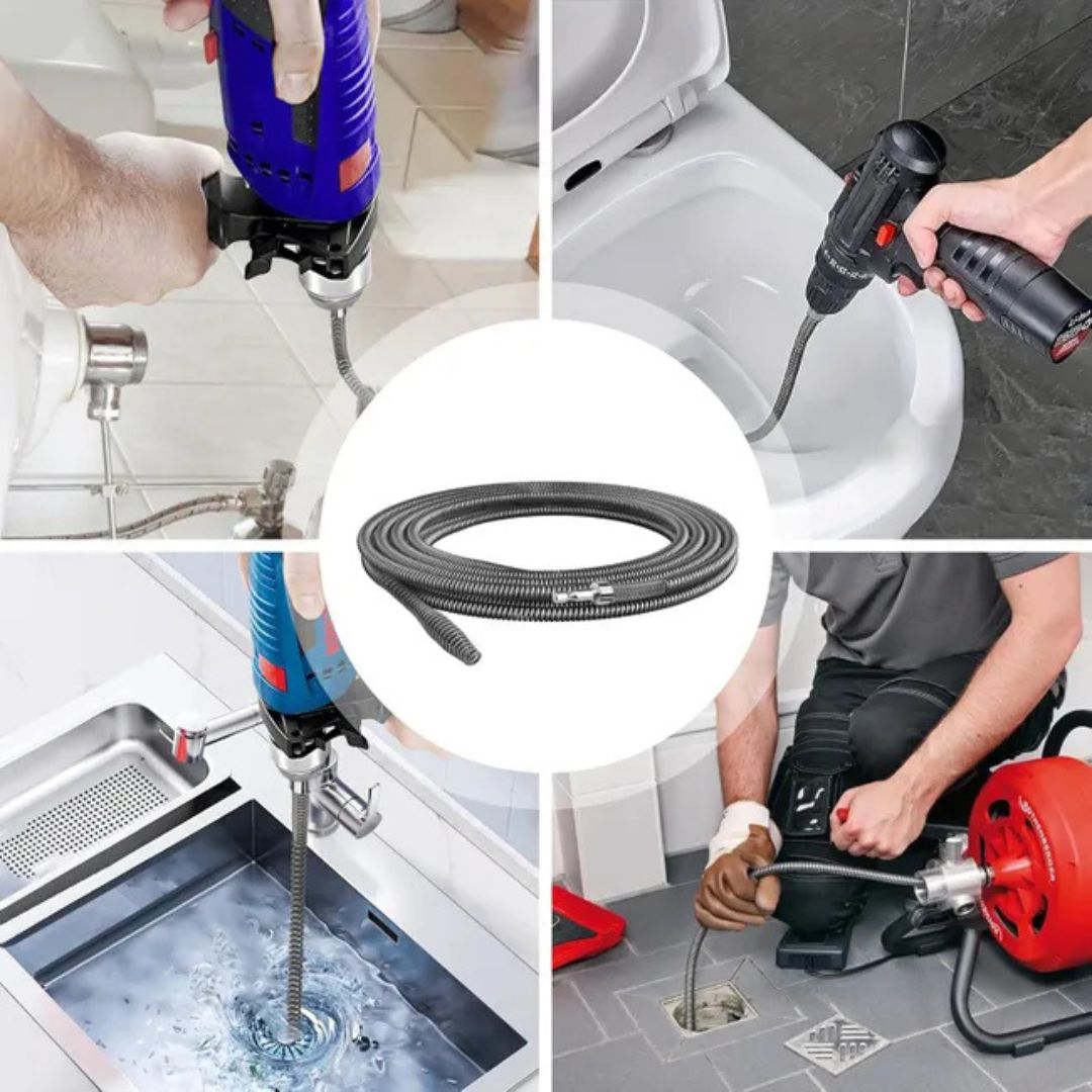 🚽RESORTE DE ACERO PARA DESTAPAR TUBERÍAS X4m: Diseño flexible de alto alcance para drenajes difíciles