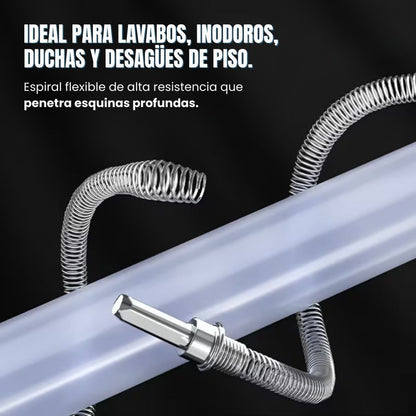 🚽RESORTE DE ACERO PARA DESTAPAR TUBERÍAS X4m: Diseño flexible de alto alcance para drenajes difíciles