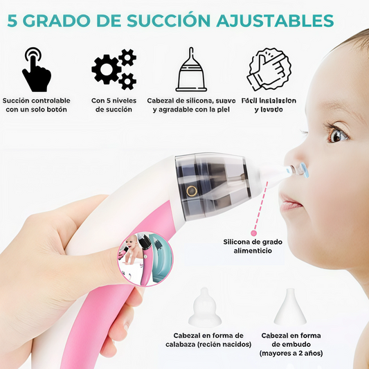 👩‍👦ASPIRADOR NASAL ELÉCTRICO: Succión suave y segura para el alivio inmediato de tu bebé