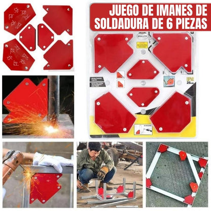 🧰JUEGO DE IMANES DE SOLDADURA DE 6 PIEZAS: Precisión angular y manos libres para herrería profesional