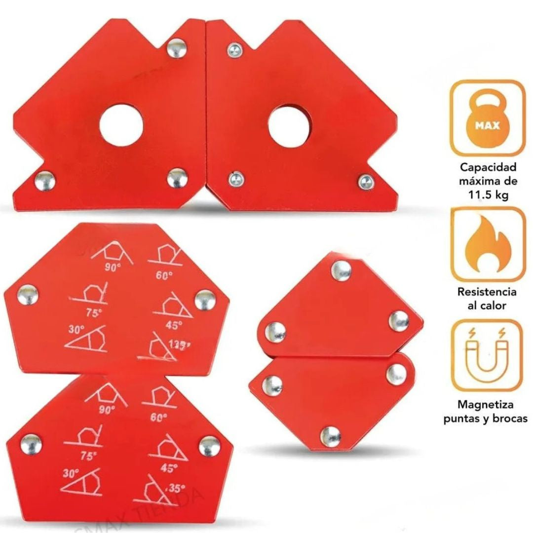 🧰JUEGO DE IMANES DE SOLDADURA DE 6 PIEZAS: Precisión angular y manos libres para herrería profesional