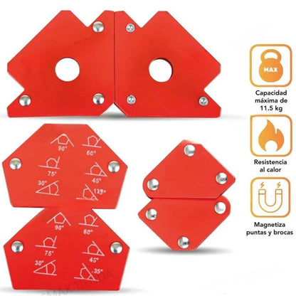 🧰JUEGO DE IMANES DE SOLDADURA DE 6 PIEZAS: Precisión angular y manos libres para herrería profesional