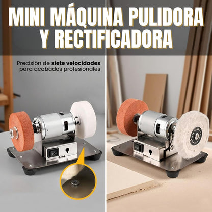 MINI MÁQUINA PULIDORA Y RECTIFICADORA: 🧰Domina tus proyectos de bricolaje con una herramienta potente de doble rueda y control de rotación bidireccional