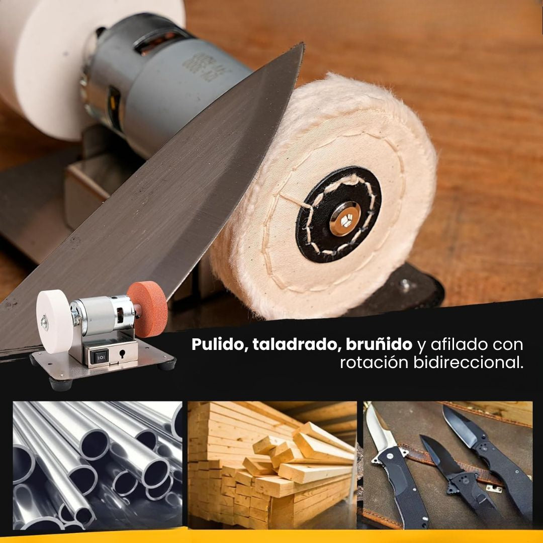 MINI MÁQUINA PULIDORA Y RECTIFICADORA: 🧰Domina tus proyectos de bricolaje con una herramienta potente de doble rueda y control de rotación bidireccional