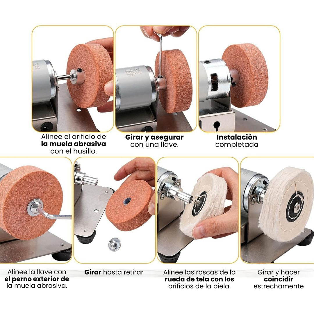 MINI MÁQUINA PULIDORA Y RECTIFICADORA: 🧰Domina tus proyectos de bricolaje con una herramienta potente de doble rueda y control de rotación bidireccional