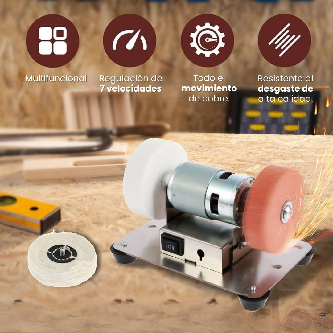 MINI MÁQUINA PULIDORA Y RECTIFICADORA: 🧰Domina tus proyectos de bricolaje con una herramienta potente de doble rueda y control de rotación bidireccional