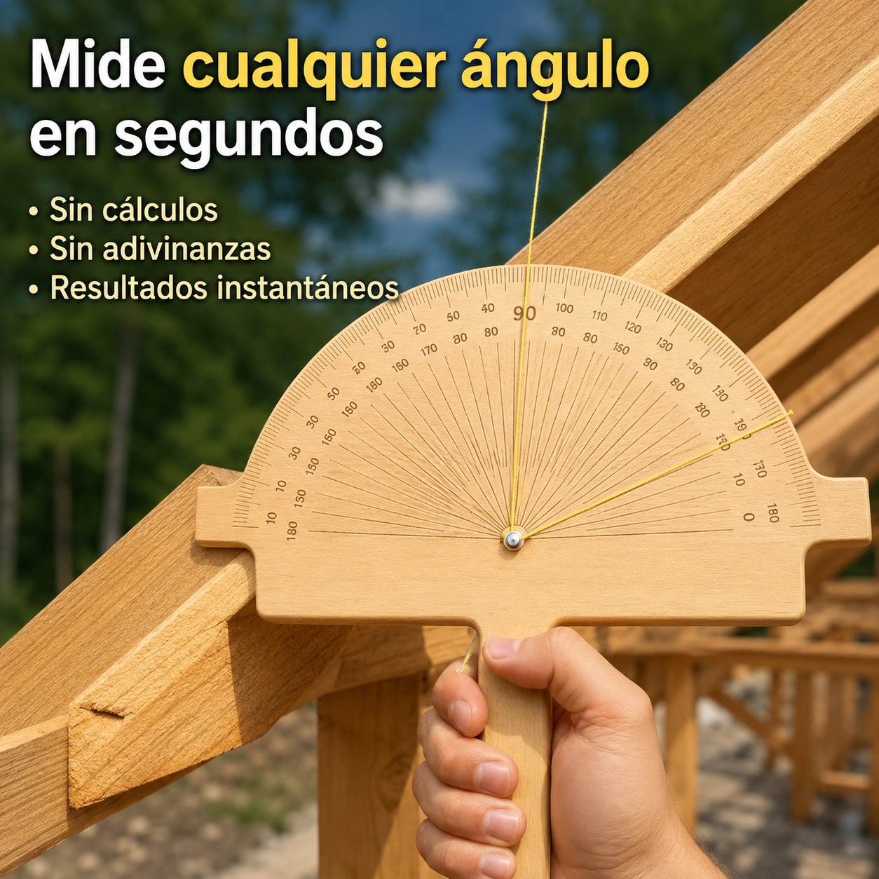 📐🧰Medidor de Ángulos de Precisión de Madera con Soga de 50 Metros