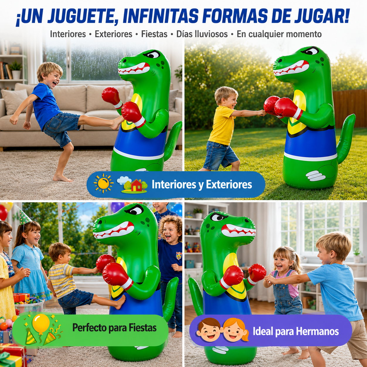 🦖🧑🏻‍🦱 Inflable Tiranosaurio Rex de 1.2 Metros Extra Grueso